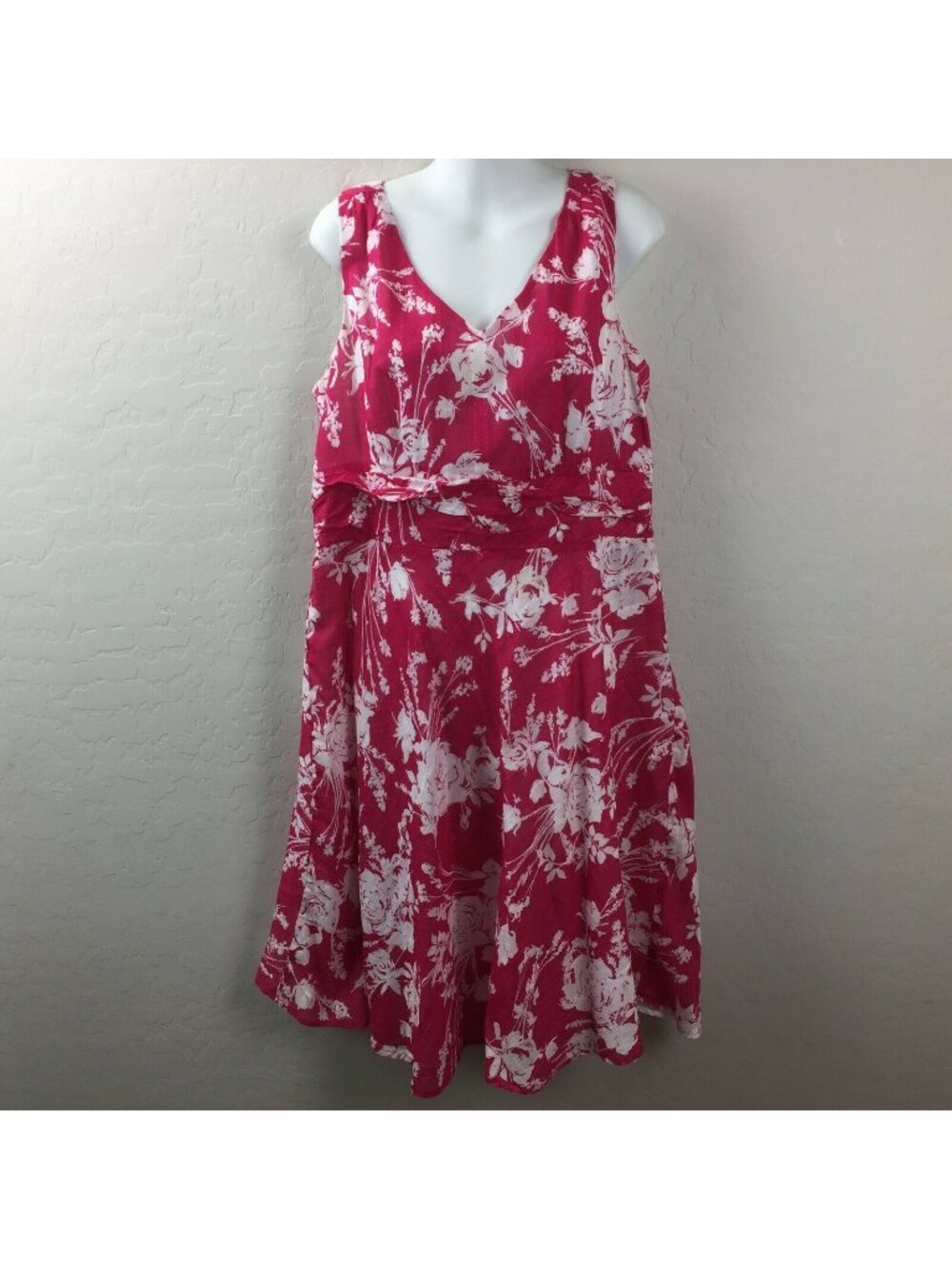 Robbie Bee Womens Pink White Floral Print Sundress Sleeveless Tank Top 14